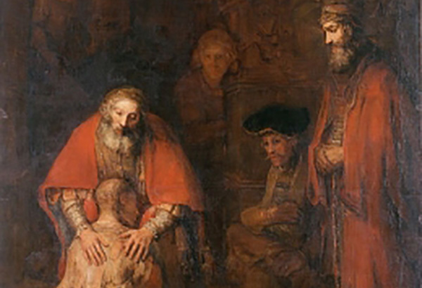 Afbeelding van De terugkeer van de verloren zoon van Rembrandt (c. 1668) [Hermitage, Sint Petersburg